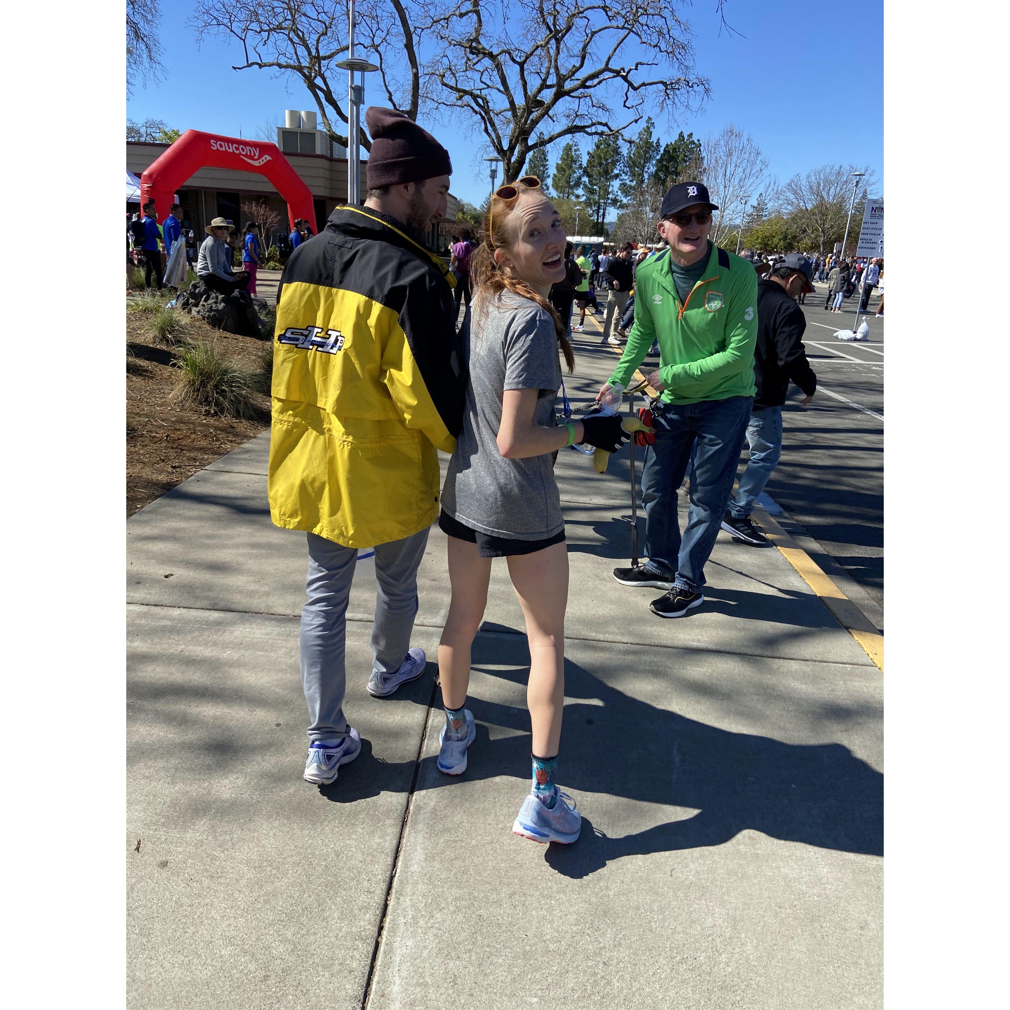 Another long distance moment. Alex flew out to SF to cheer on Alana at the Napa Marathon.