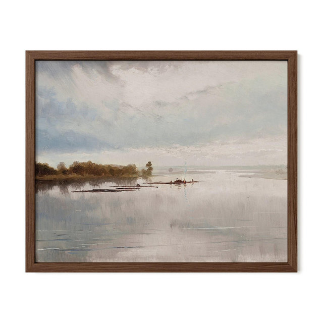 Haus and Hues Framed Vintage River Landscape Wall Art, Walnut 20x30
