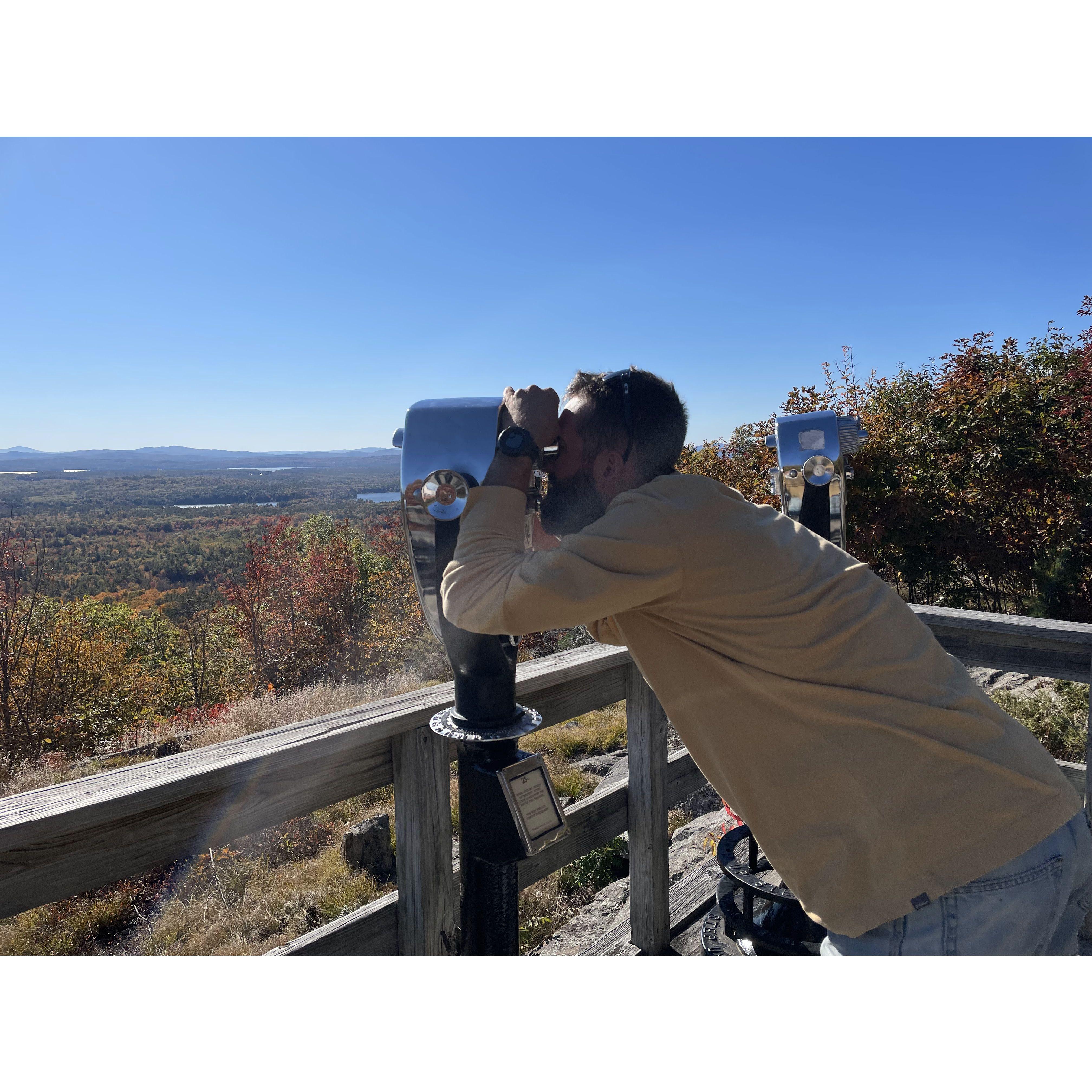 Jon checking out some mountains at Castle in the Clouds. It was the first place we went to right after he proposed!