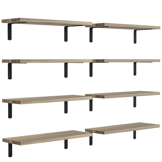 DOLLFIO Floating Shelves, 8 Sets Wall Shelves, Wood Floating Shelves for Bedroom Wall Décor, Wall Mounted Floating Bathroom Shelf for Storage, Floating Book Shelf Living Room – Rustic Brown