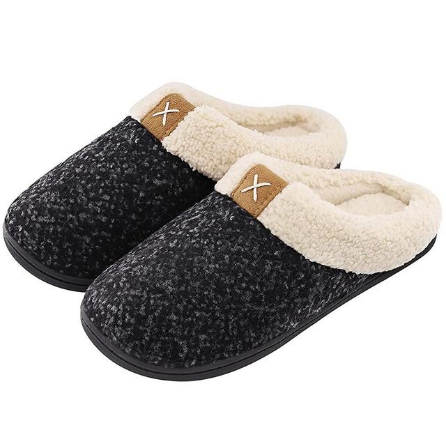 ULTRAIDEAS Women's Cozy Memory Foam Slippers Fuzzy Wool-Like Plush Fleece Lined House Shoes w/Indoor, Outdoor Anti-Skid Rubber Sole