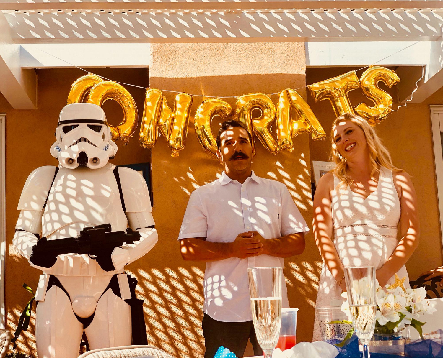 Storm Trooper guest appearance at the engagement party. Thank you Jacko!