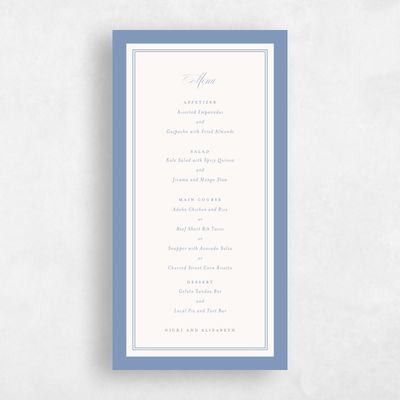 Blue Elegant Wedding Menu - Topaz