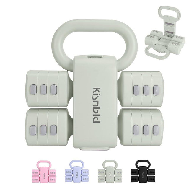 kisnbld Adjustable Dumbbell Set of 2, 4 in 1 Free Weights Dumbbells Set for Women with Fast Adjustment, Each 2lb 3lb 4lb 5lb Hand Weights Set for Home Gym & Outdoor Exercise Training