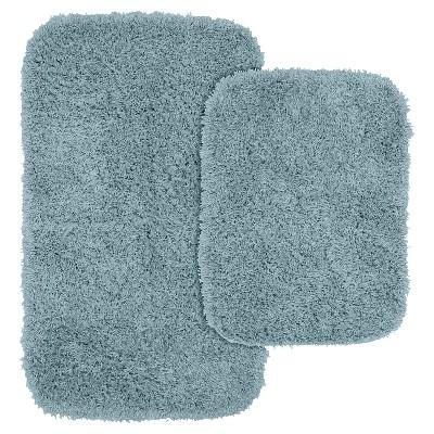 Garland 2 Piece Jazz Shaggy Washable Nylon Bath Rug Set - Basin Blue