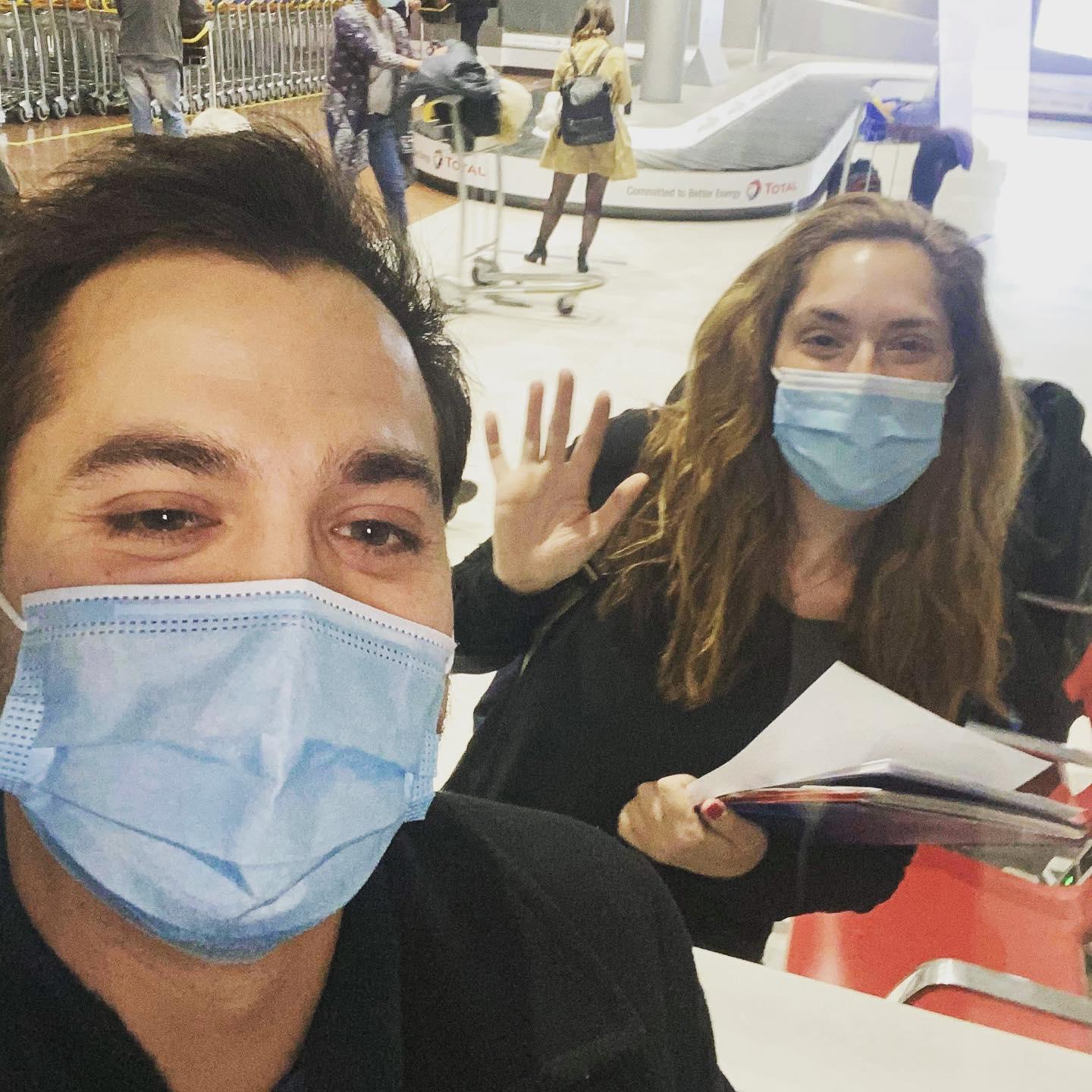 Tara just landing in France (on her birthday!) after being separated for seven months!