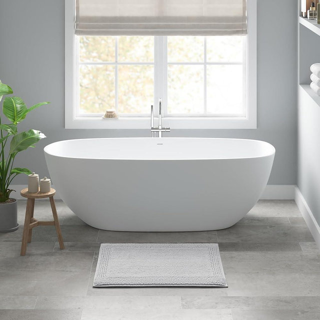 Madison Park Splendor Reversible 100% Cotton Tufted Bathroom Rug-3000 GSM Hotel Quality Luxurious Plush Medium Pile Bath Mat Absorbent, Quick Dry, Shower Room Décor, 17"x24" Grey