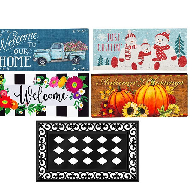 Evergreen Flag Seasonal Interchangeable Sassafras 4 Seasons Set of 5 Durable and Well Made Doormats for Holidays and Winter Fall Doormats for Garden Patio Lawn and Yard