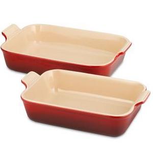 Le Creuset Heritage Stoneware Rectangular Bakers, Set of 2, Red