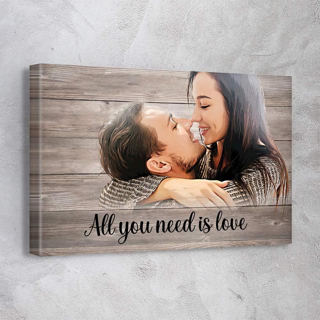 "AWESOMETIK" Boyfriend Gift on Rustic Wood Background Personalized Canvas Gift for Her Gift For Him Dogs Cats Home Décor Ready To Hang.Made In USA