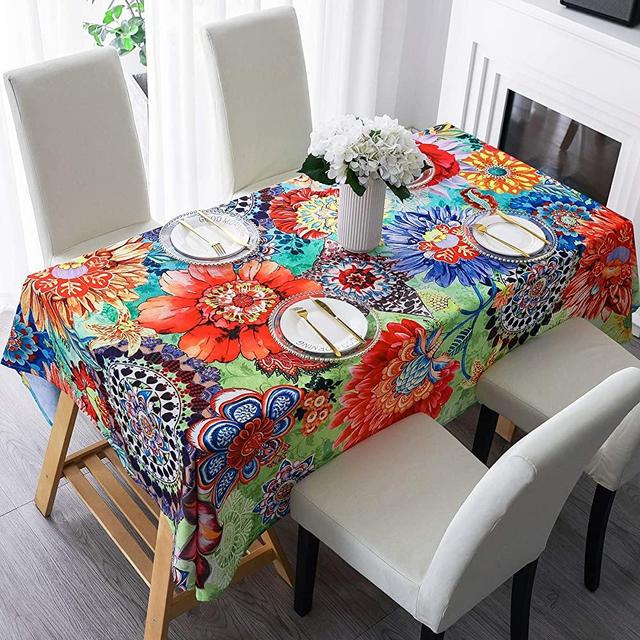 HMS Happy Memories Tablecloth, Original Design Hand Drawing Art Print Table Cloth, Washable Water Resistance Microfiber Decorative Rectangle Table Cover (Tape 8, 60"x102")