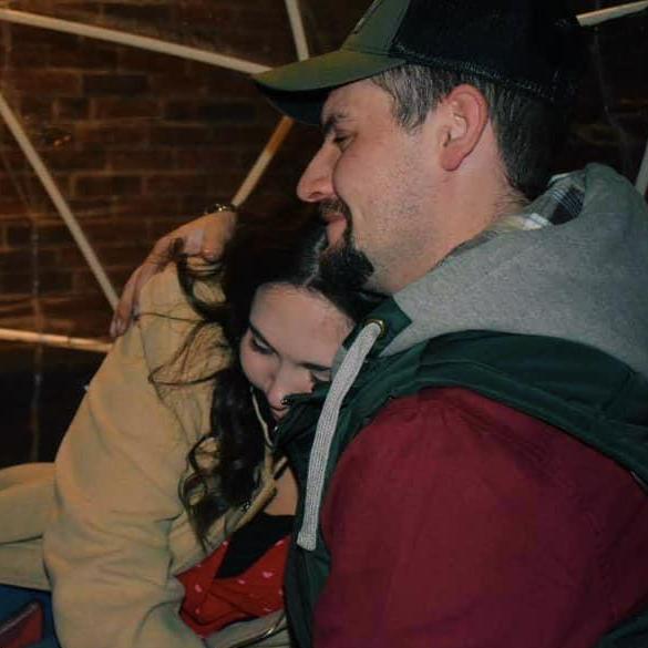 Our Engagement Night. A close hug after a few tears, and too many cocktails.
