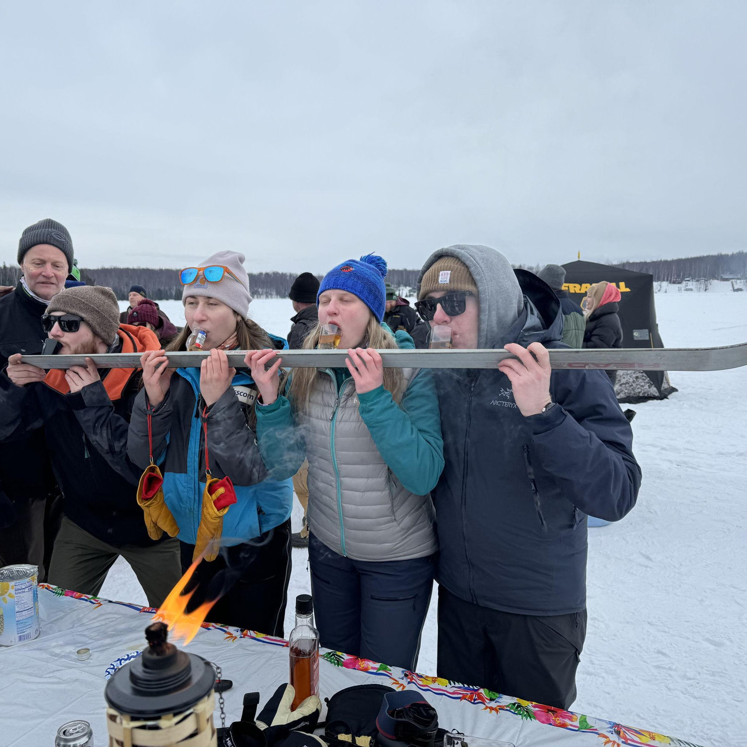 Shot Ski!!! Iditarod start celebrations.