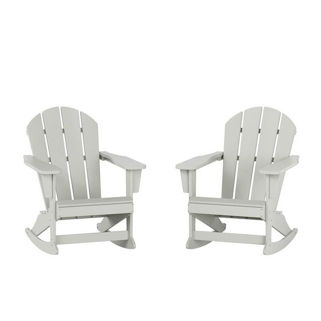 WestinTrends Malibu Outdoor Rocking Chair Set of 2, All Weather Resistant Poly Lumber Classic Porch Rocker Chair, 350 lbs Support Patio Lawn Plastic Adirondack Chair, Sand