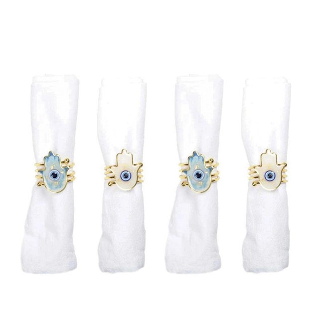 Hamsa Evil Eye Napkin Rings – Set of 4