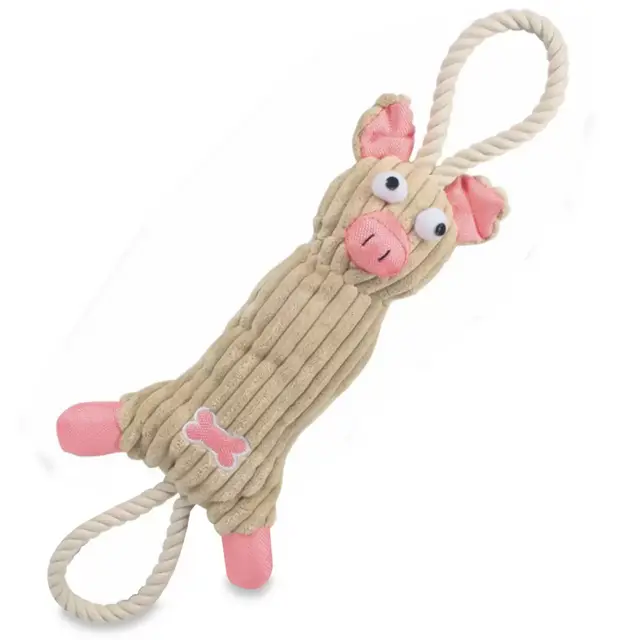 Jute and Rope Plush Pig Pet Toy