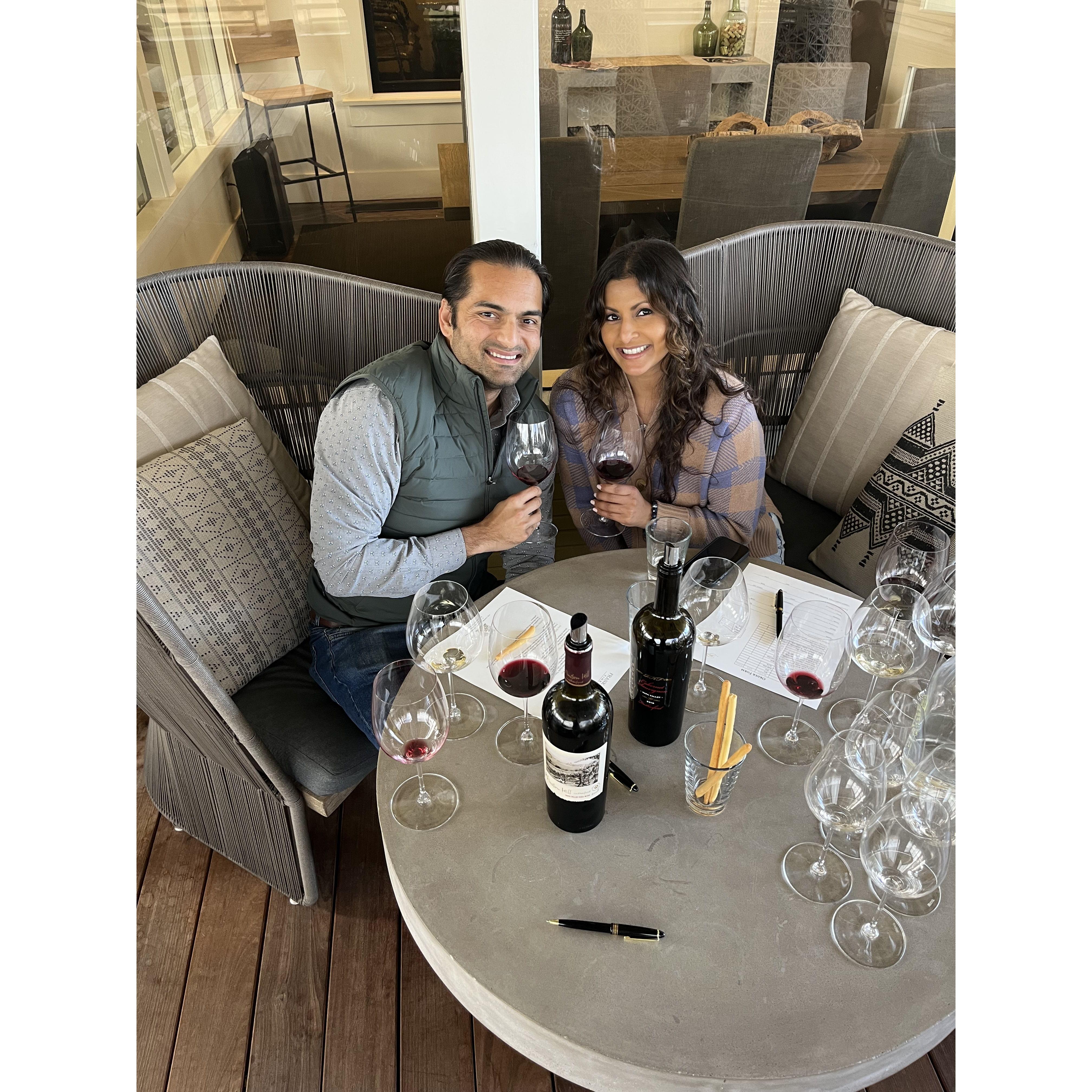 Our first wine tasting at Frank Family Vineyards