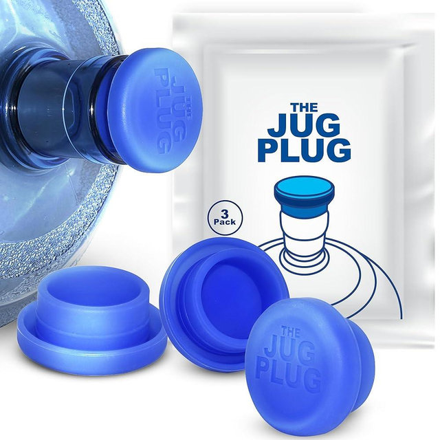 Jug Plug The Original 5 Gallon Water Jug Cap Reusable - No Spill Silicone 3 & 5 Gallon Water Jug Lid Fits 55mm Bottles with a 45mm Opening - Leak-Proof 5 Gal Water Jug Cap Replacement Cover - 3 Pack
