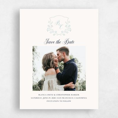Light Teal, Green Wedding Save the Date - Estera Photo