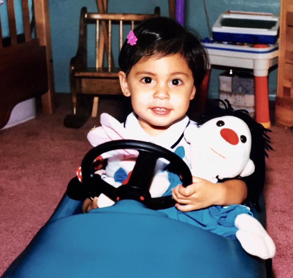 Alexa and her Molly doll. Anyone remember The Big Comfy Couch?