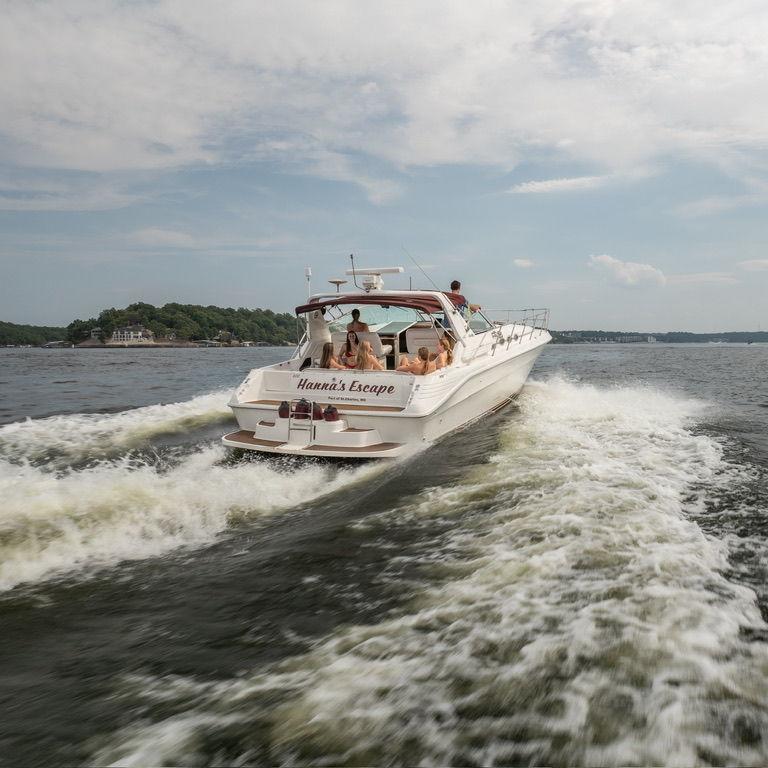 Blake bought his first boat and named it "Hanna's Escape"
