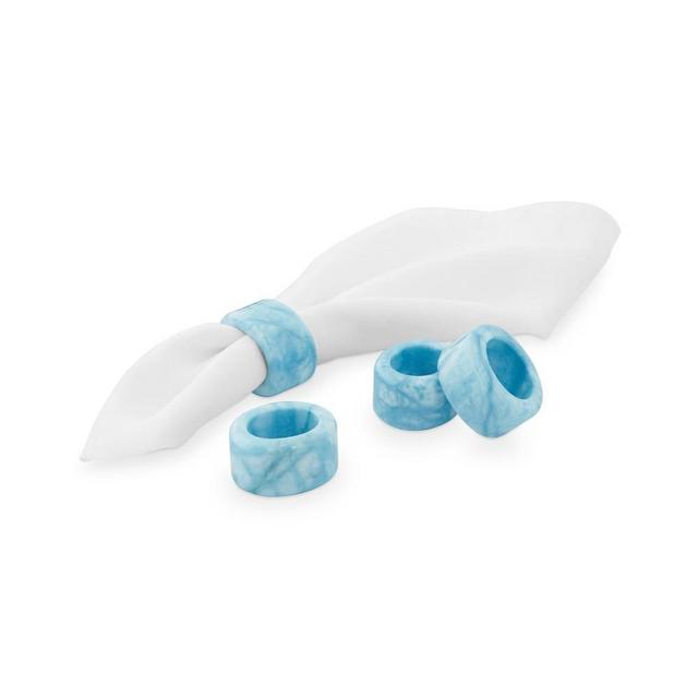 Alabaster Napkin Rings, Set of 4, Turqouise
