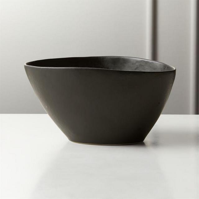 Fleck Black Reactive Serving Bowl - CB2