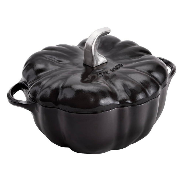 STAUB Cast Iron 3.5-qt Pumpkin Cocotte with Stainless Steel Knob - Black
