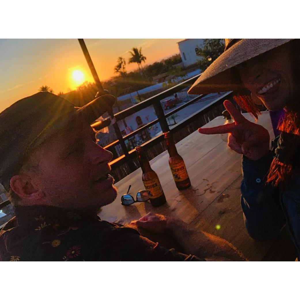Sunset on a rooftop bar in Todos Santos