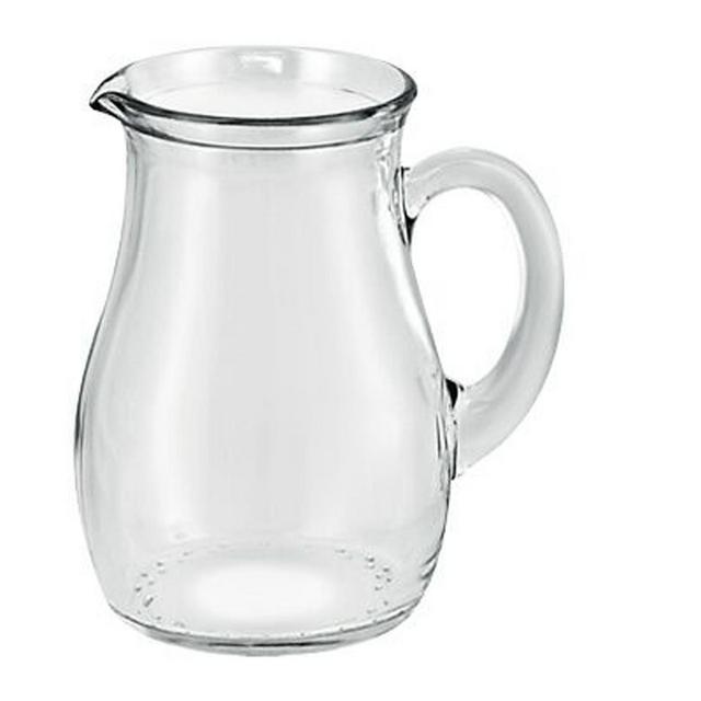 Amici Home Roxy Italian Glass Water Pitcher with Handle and Spout, Large Sized, Round Jug with Ice Lip, 34 oz, Great for Iced Tea, Sangria, Juice