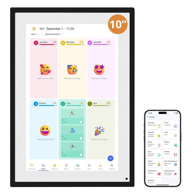 Dragon Touch 10.1 inch Digital Calendar & Chore Chart - Interactive Touchscreen Smart Family Planner,Digital Picture Frame for Mom, Women, Christmas & Weddings