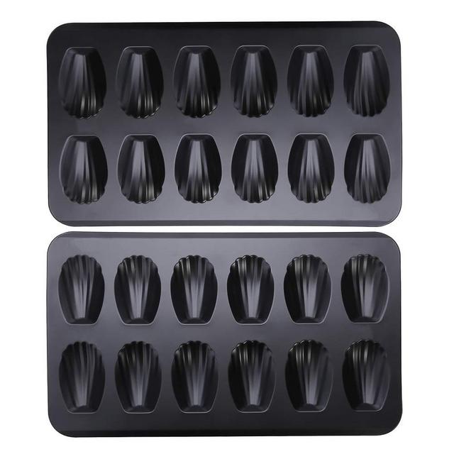 YumAssist 2 Pack Nonstick Madeleine Pan, 12-cup Heavy Duty Shell Shape Baking Cake Mold Pan.