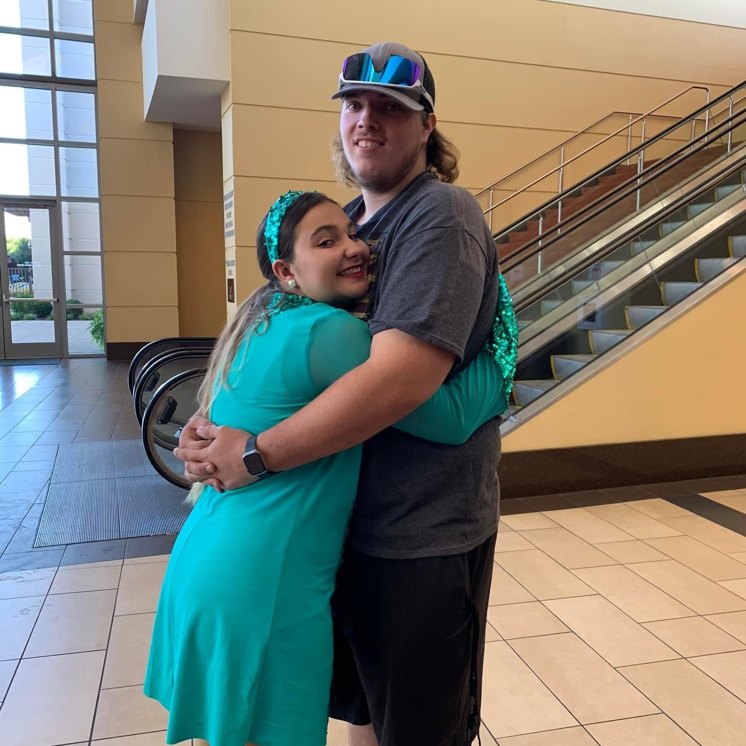 Me saying goodbye before he goes back to welding school :(