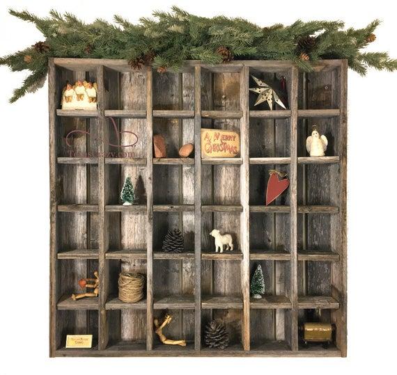 Extra Large 36 Cubby Hole Reclaimed Wood Wall Cubbies