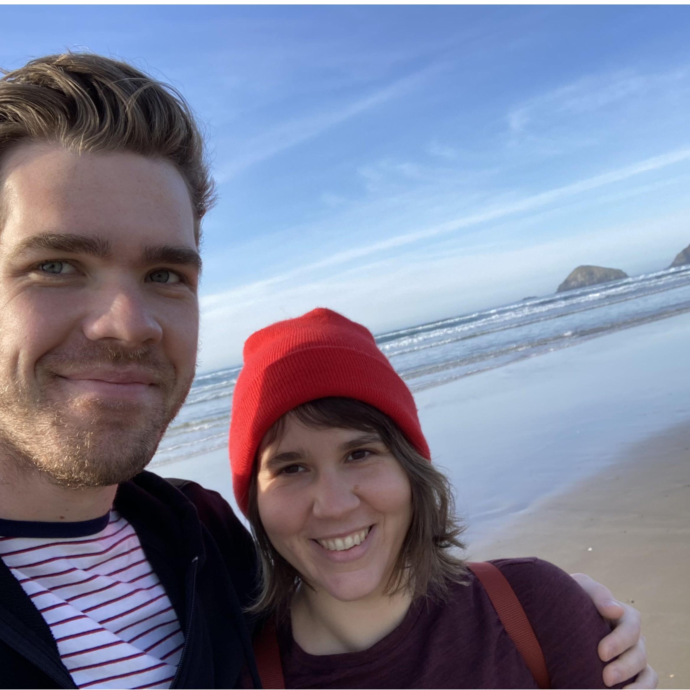 Surely the first time you have seen a couple smile on the beach.