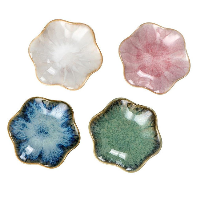 UNICASA Ceramic Lotus Jewelry Dish Set of 4, Decorative Jewelry Trays Set, 4.25 inch Trinket Dish - for Necklace, Ring, Watch Keys, Bracelet, Earrings, Mother's Day, Christmas, Wedding for Women