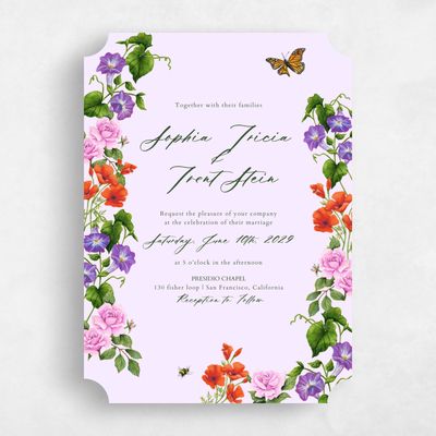 Purple Ticket Wedding Invitation - Eterno Classic