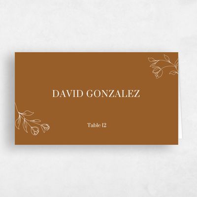 Dark Ochre, Brown Wedding Place Card - Maywood