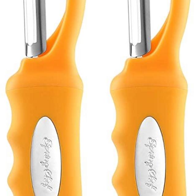Spring Chef Premium Swivel Vegetable Peeler, Soft Grip Handle and Ultra Sharp Stainless Steel Blades - Perfect Kitchen Peeler For Veggie, Fruit, Potato, Carrot, Apple - Mango - Set of 2