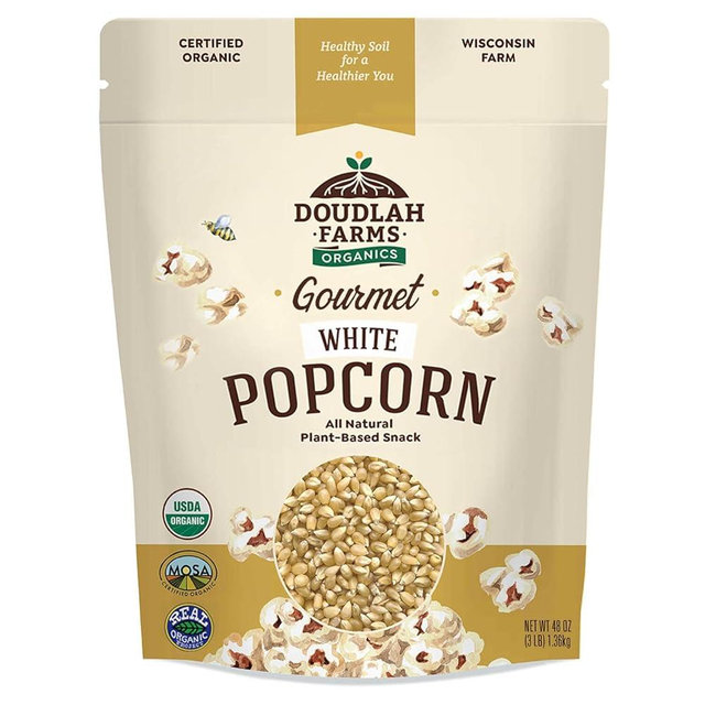 Organic White Popcorn Kernels Unpopped 3 lb - Healthy, Non-GMO, Unsalted, Pesticide-Free, Chemical-Free, Glyphosate-Free, Grown in Regenerative Soil by a Wisconsin Family Farm