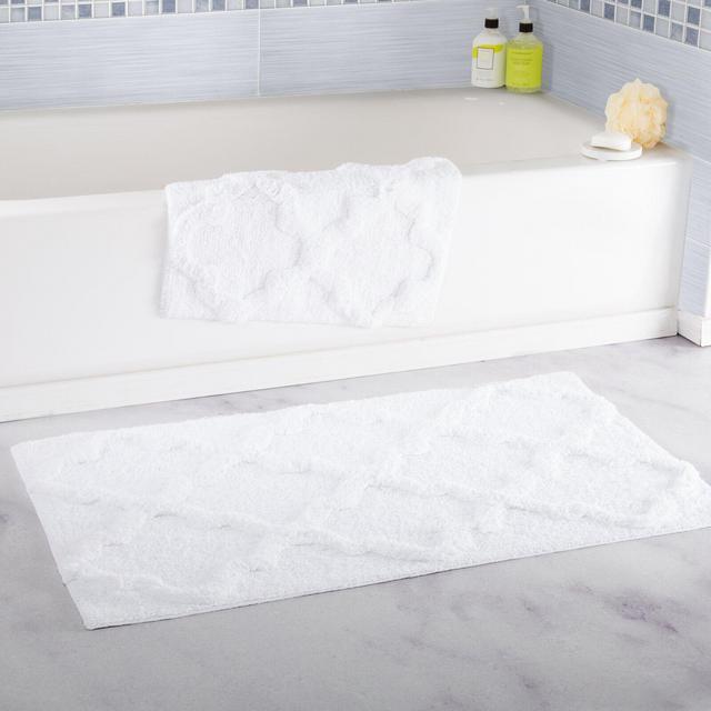 Brandt Rectangular 100% Cotton Non-Slip Geometric Bath Rug Set