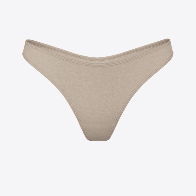 Body by Victoria Stretch Cotton Lace-Waist High-Leg Scoop Thong Panty