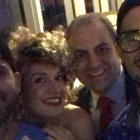 A grainy pic from the night we met. Halloween 2018! Bad Sandy from Grease & Bill Clinton