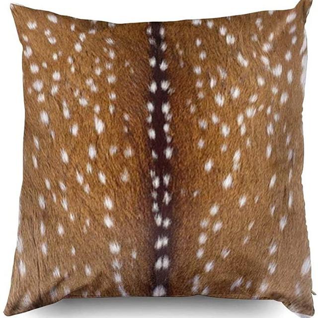 Mesllings Zippered Pillow Covers Pillowcases 18X18 Inch 108 Fur Print Deerskin Fawn Gold Lumbar Decorative Throw Pillow Cover,Pillow Cases Cushion Cover for Home Sofa Bedding