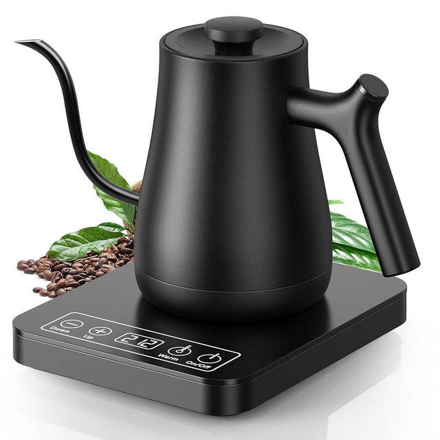 Gooseneck Electric Kettle Temperature Control Large LCD Screen Quick Boiling Pour Over Kettle for Coffee & Tea Anti-dry Protection, Stainless Steel Inner Water Boiler, 4H Warm Function