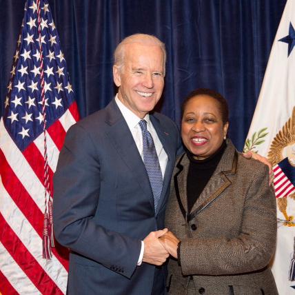 As Provost of Drake University, Deneese meets President Joe Biden when he was serving as the Vice President of the United States.