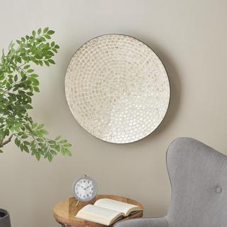 Geometric Shell Round Disc Framed Wall Decor