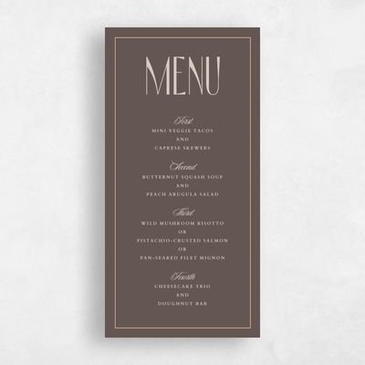 Dark Taupe, Brown Wedding Menu - Trogir