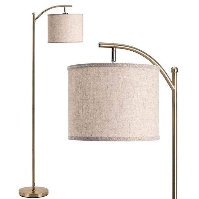 addlon Floor Lamp for Living Room with Beige Linen Lamp Shade and 9W LED Bulb Modern Standing Lamp Floor Lamps for Bedrooms - Brass Gold