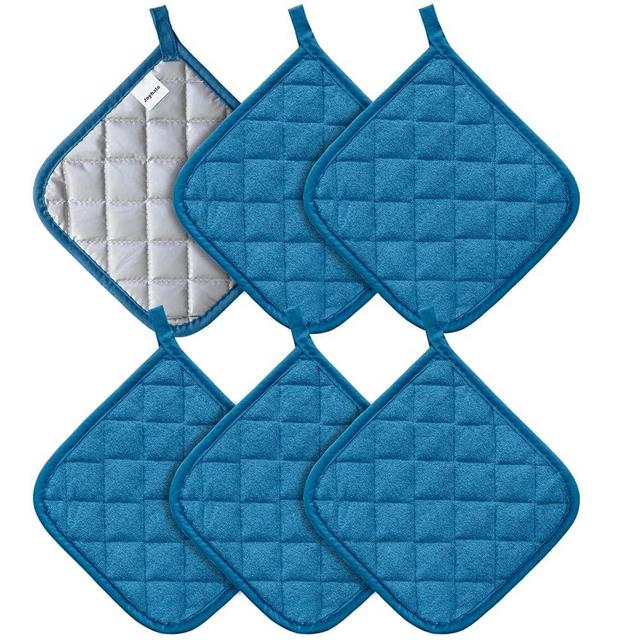 Joyhalo 6 Pack Pot Holders for Kitchen Heat Resistant Pot Holders Sets Oven Hot Pads Terry Cloth Pot Holders for Cooking Baking